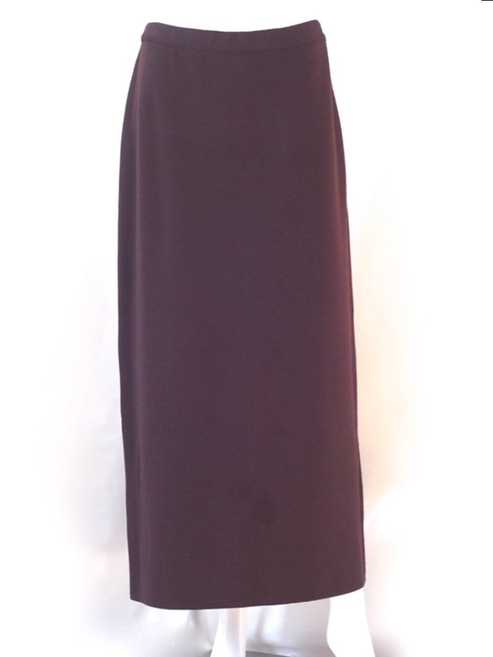 Rodier Quality Knit Wool Blend Maxi Skirt In Sepia Tone - France